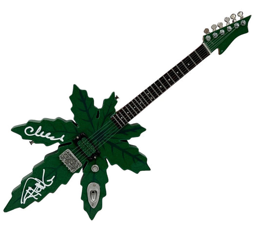 Cheech & Chong Signed Pot Leaf Mini Guitar - Sweet Leaf Guitars® Replica Collectible Autographed by Cheech Marin and Tommy Chong
