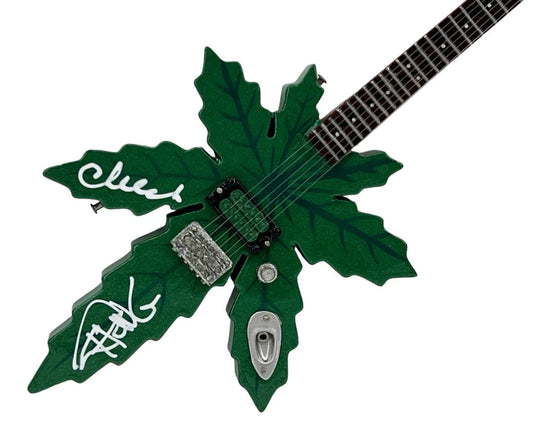 Cheech & Chong Signed Pot Leaf Mini Guitar - Sweet Leaf Guitars® Replica Collectible Autographed by Cheech Marin and Tommy Chong