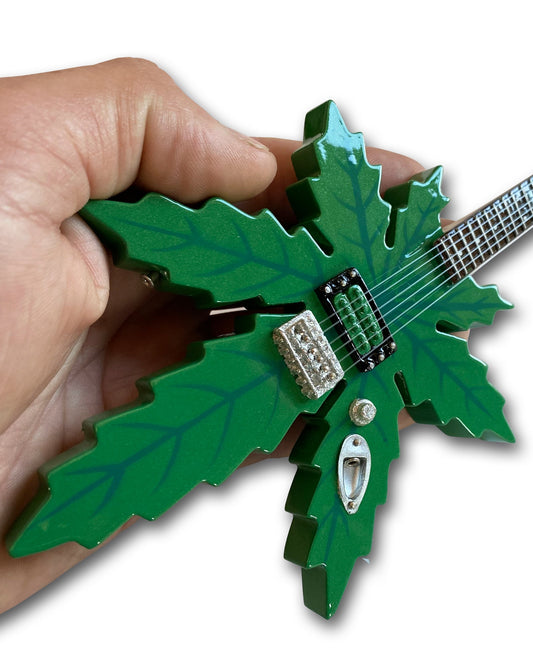 Sweet Leaf Guitars® Marijuana Shape Miniature Guitar Model by AXE HEAVEN®