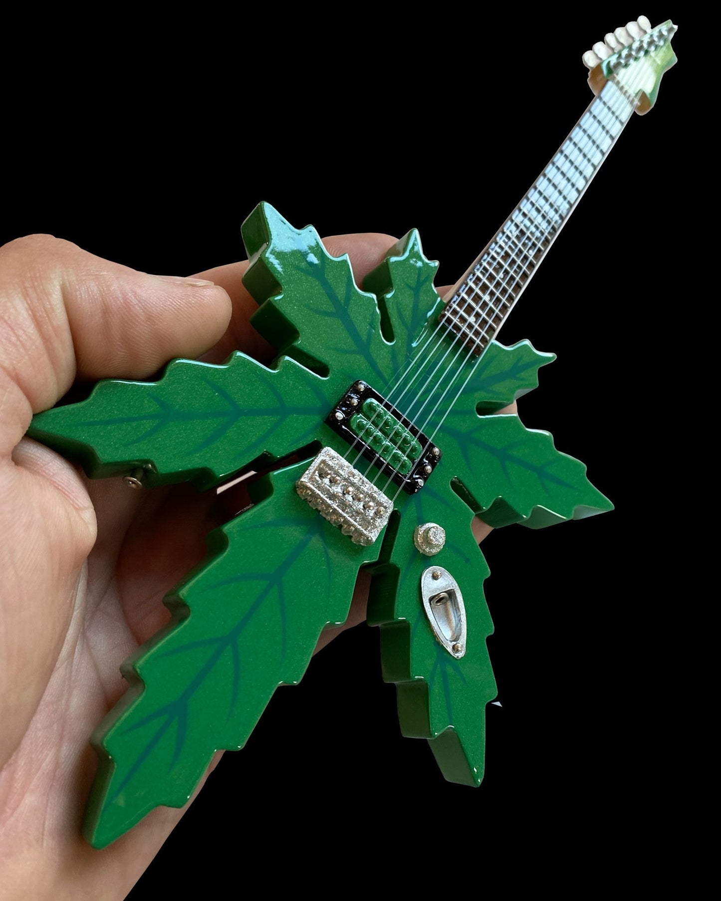 Sweet Leaf Guitars® Marijuana Shape Miniature Guitar Model by AXE HEAVEN®