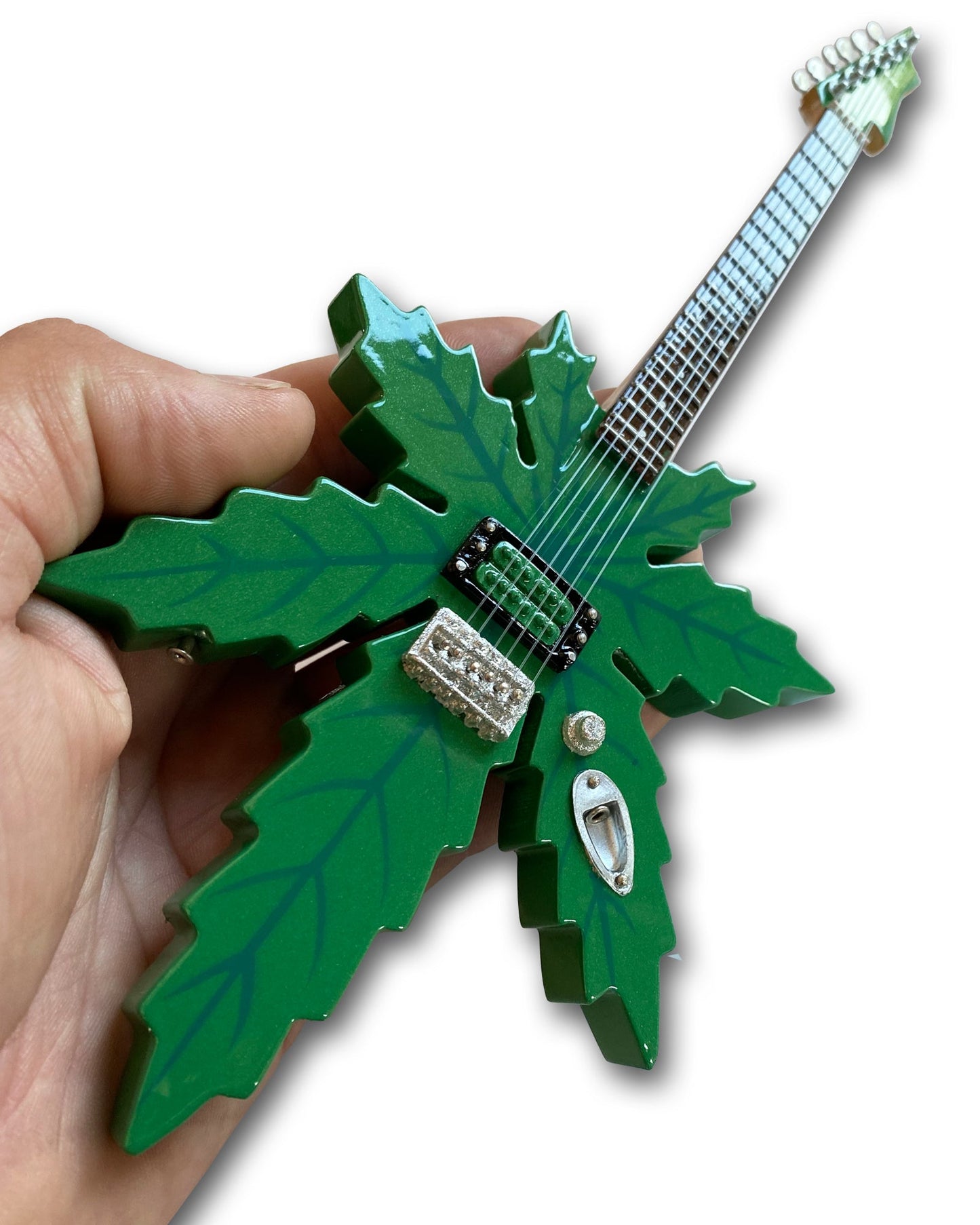 Sweet Leaf Guitars® Marijuana Shape Miniature Guitar Model by AXE HEAVEN®